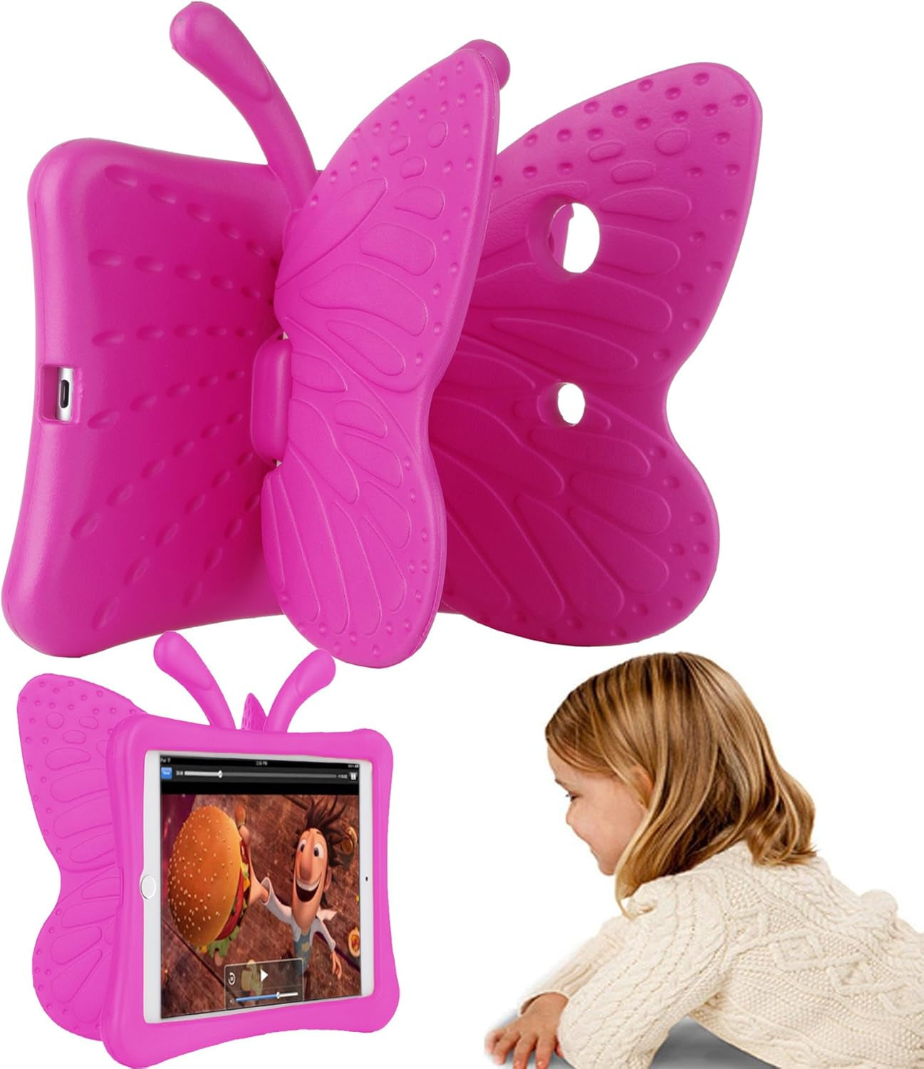 Butterfly Series EVA Shock Proof Protective Case for Apple Ipad Mini 1/Mini 2/ Mini 3/Mini 4/Mini 5/Mini 6 (Rose)