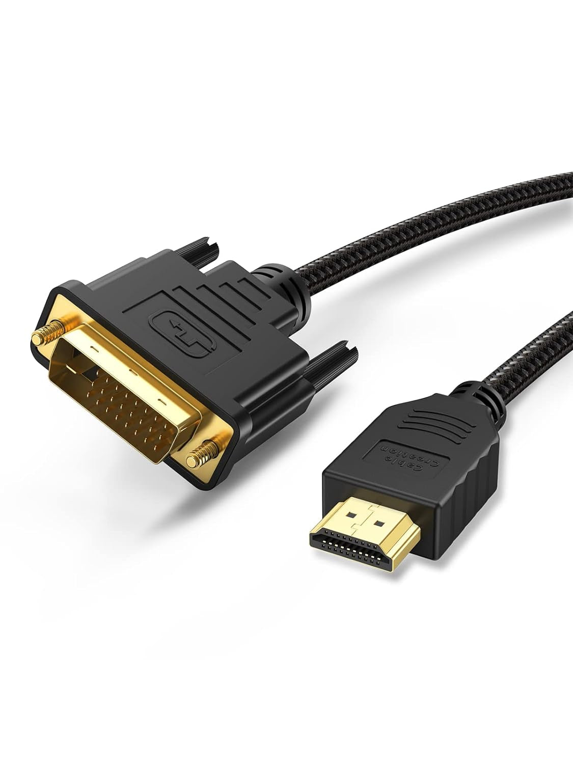 DVI to HDMI Cable 5Ft, Bi-Directional Nylon Braid HDMI to DVI Cable Support 1080P, 24+1 HDMI Male to DVI Male for Monitor, HDTV, Projector